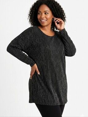 Sharade Nites Plus Size Vintage Metallic Tunic Blouse